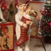 CP5906 Bethany Lowe Saturday Evening Post Collection Girl Holding Stocking