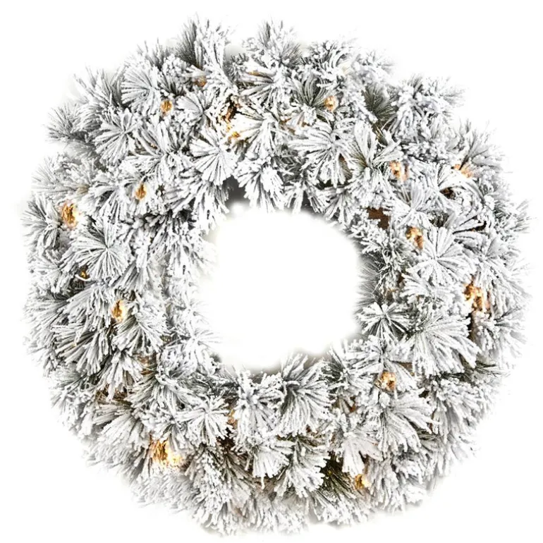 Flocker Needle Pine Wreath with Lights ALS 78222