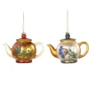 Glass Floral Teapot Ornament 2 Assorted TR 27327