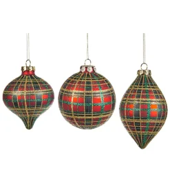 Glass Tartan Ball 3 Assorted C 15064