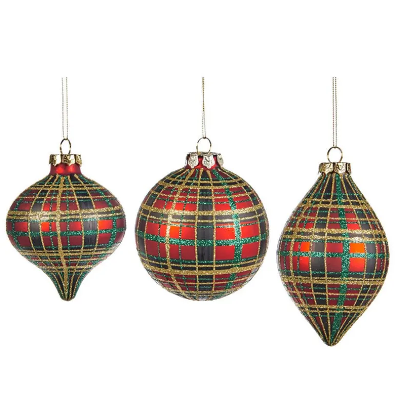 Glass Tartan Ball 3 Assorted C 15064