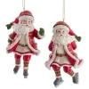 Kurt Adler 4.75" Resin Skating Santa Ornament 2 Assorted E0563