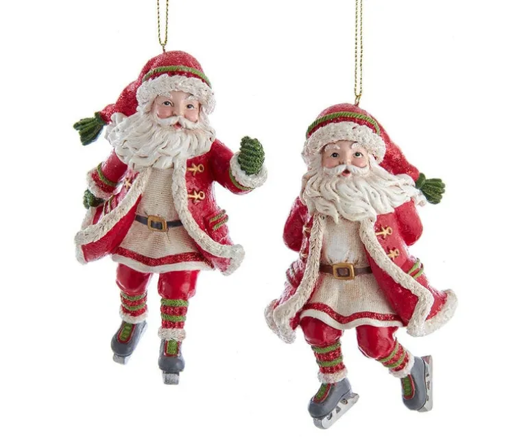 Kurt Adler 4.75" Resin Skating Santa Ornament 2 Assorted E0563